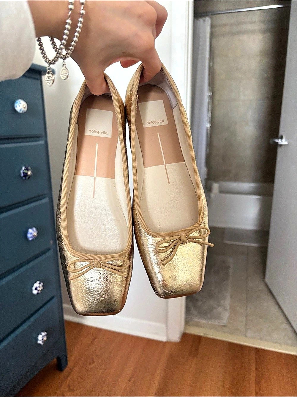 Dolce Vita Metallic Bow Ballet Flats